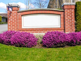 Sign and Flower Bed